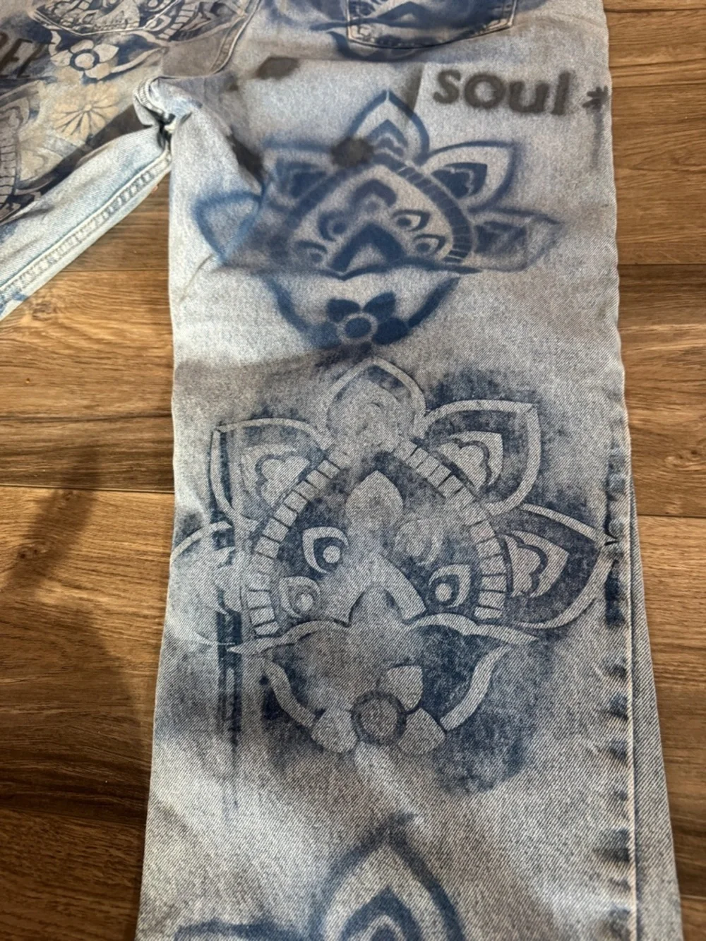 The ultimate boyfriend jeans hand painted streetwear 40x32 - Picture 3 of 11